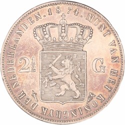 2½ Gulden. Willem III. 1874. Prachtig.