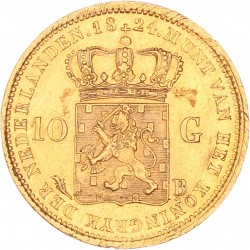 10 gulden goud. Willem I. 1824 B. Prachtig -.
