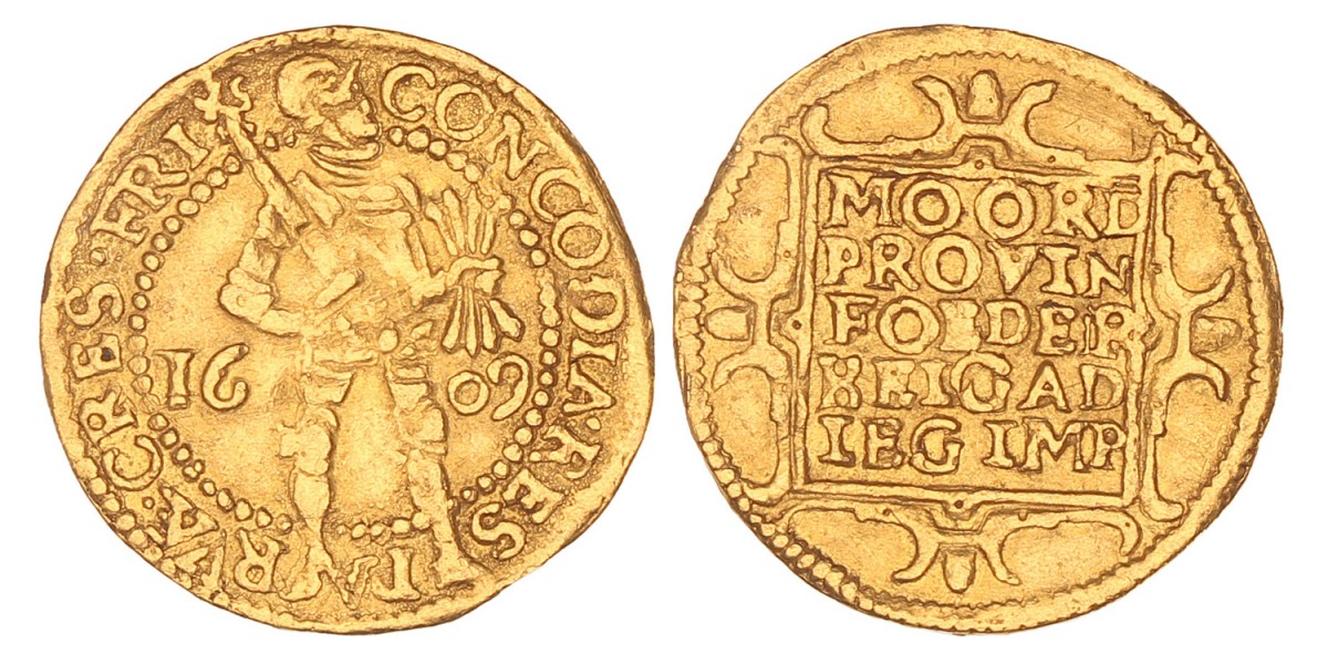 Gouden Dukaat. Friesland. 1609. Zeer Fraai.