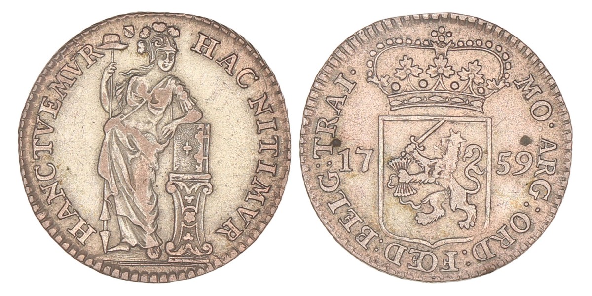 Muntmeesterpenning. Utrecht. 1759. Zeer Fraai +.