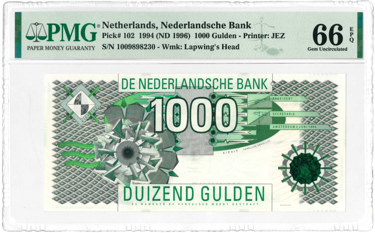 Nederland. 1000 gulden. Kievit. Type 1994. - UNC.