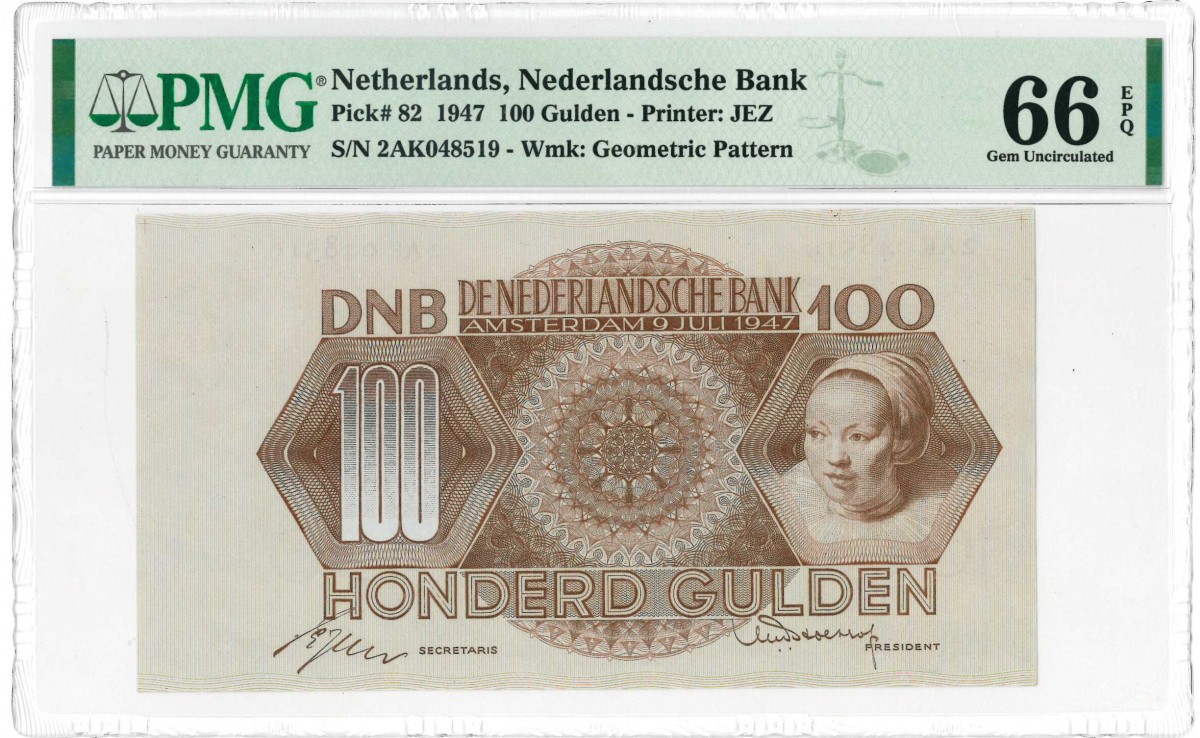 Nederland. 100 gulden. Meisjeskop. Type 1947. - UNC.