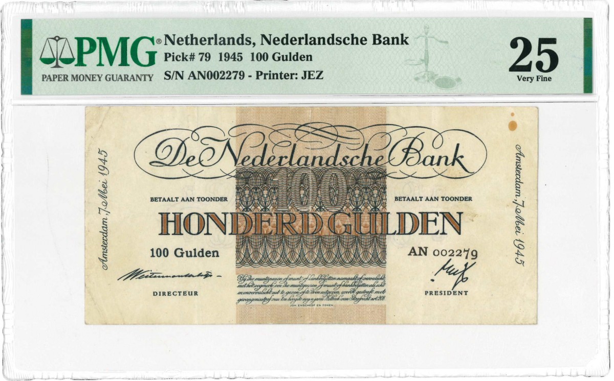 Nederland. 100 gulden. Geldzuivering. Type 1945. - Zeer Fraai.