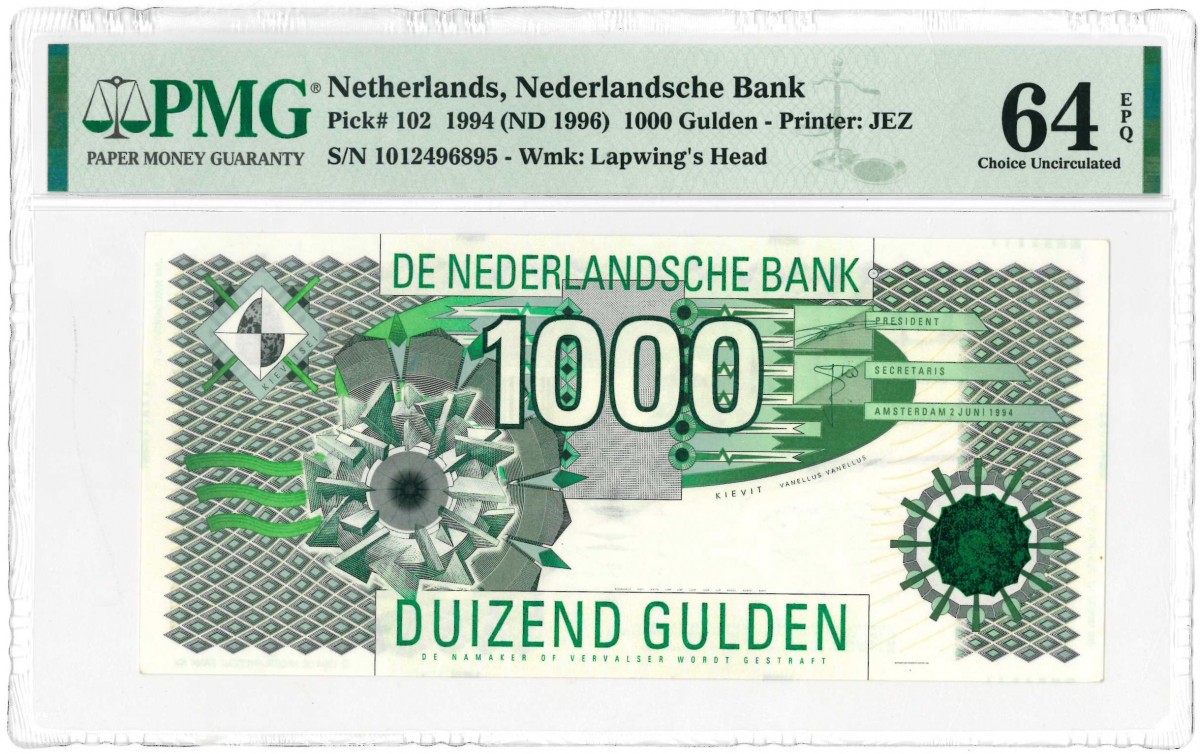 Nederland. 1000 gulden. Kievit. Type 1994. - UNC.