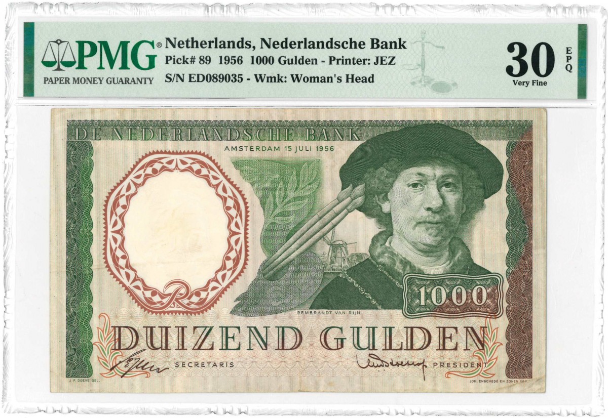 Nederland. 1000 gulden. Rembrandt. Type 1956. - Zeer Fraai.