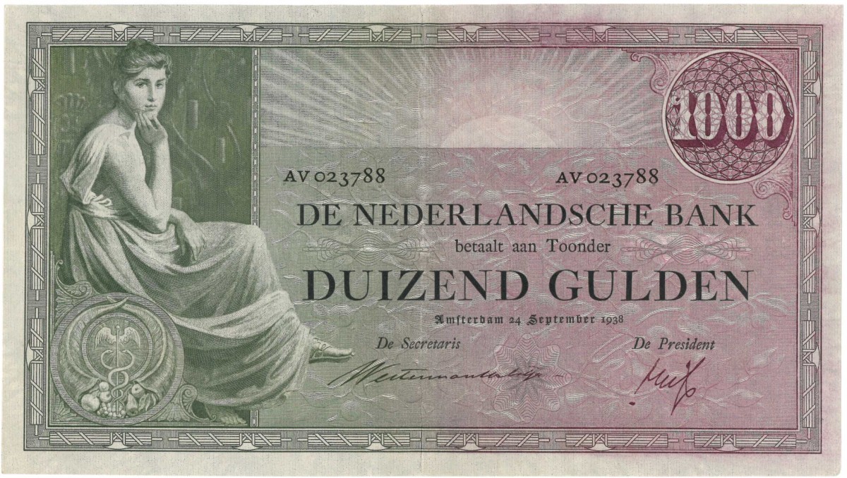 Nederland. 1000 gulden. Grietje Seel. Type 1926 . -Zeer Fraai +.