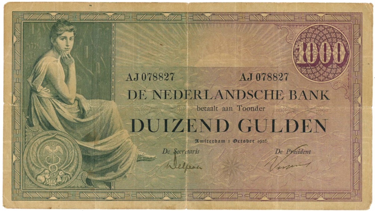 Nederland. 1000 gulden. Grietje Seel. Type 1926. - Zeer goed / Fraai.