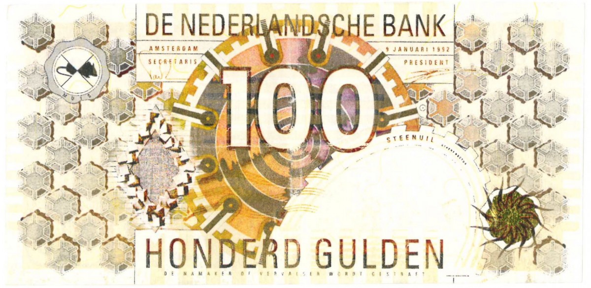 Nederland. 100 gulden. Vals. Steenuil. Type 1992. - Zeer Fraai.