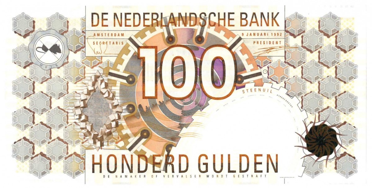 Nederland. 100 gulden. Steenuil. Type 1992. - Nagenoeg UNC.