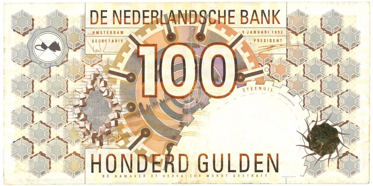 Nederland. 100 gulden. Steenuil. Type 1992. - Zeer Fraai.