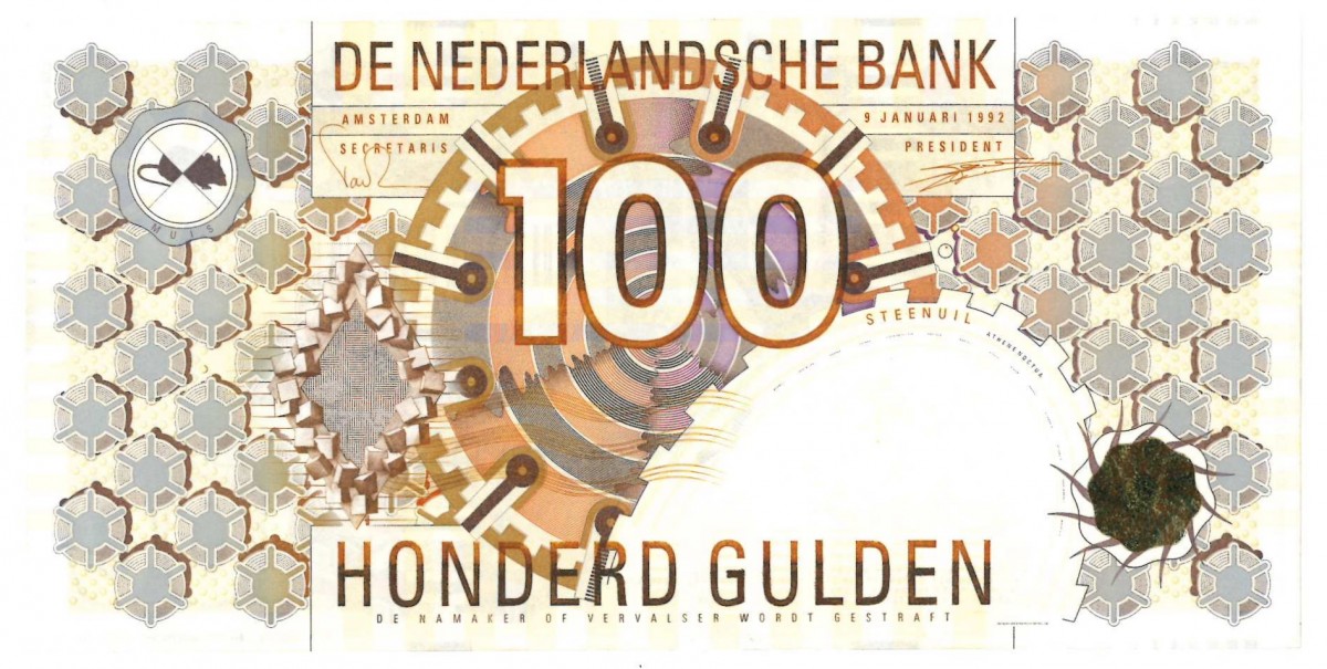 Nederland. 100 gulden. Steenuil. Type 1992. - Nagenoeg UNC.