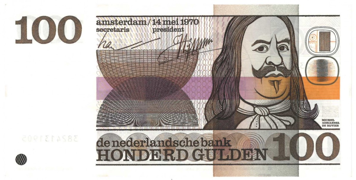 Nederland. 100 gulden. Michiel de Ruyter. Type 1970. - Nagenoeg UNC.