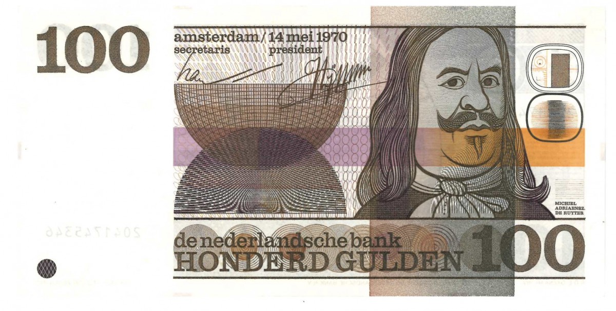 Nederland. 100 gulden. Michiel de Ruyter. Type 1970. - Prachtig +.