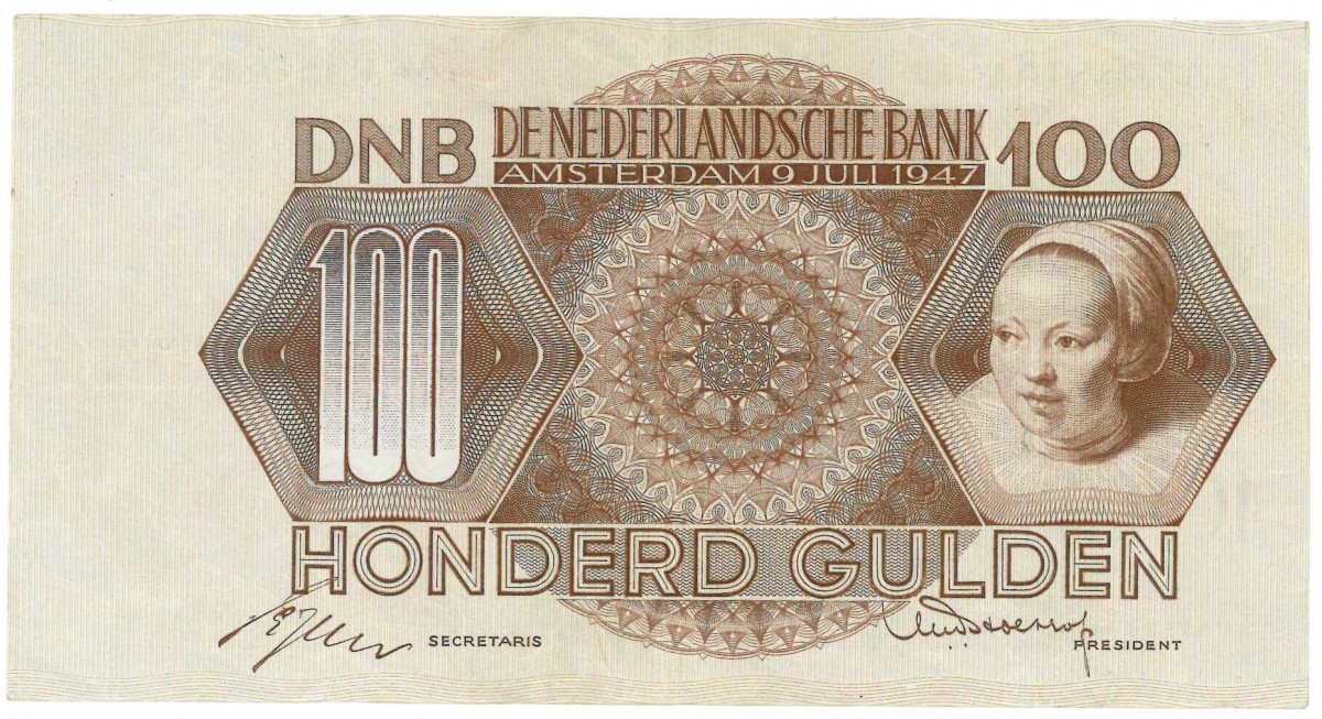 Nederland. 100 gulden. Meisjeskop. Type 1947. - Zeer Fraai.