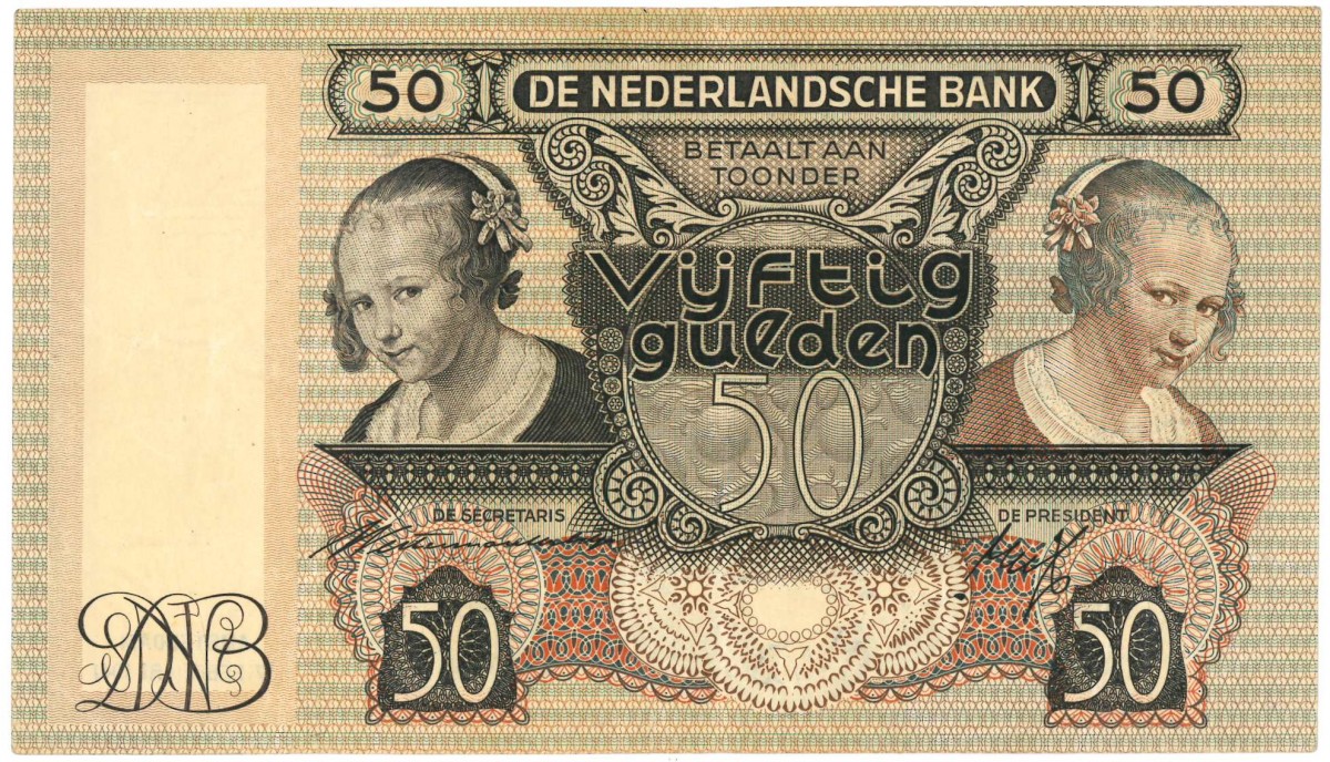 Nederland. 50 gulden. Oestereetster. Type 1941. - Zeer Fraai.