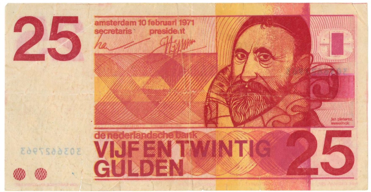 Nederland. 25 gulden. VALS. Sweelinck. Type 1971. - Zeer goed.