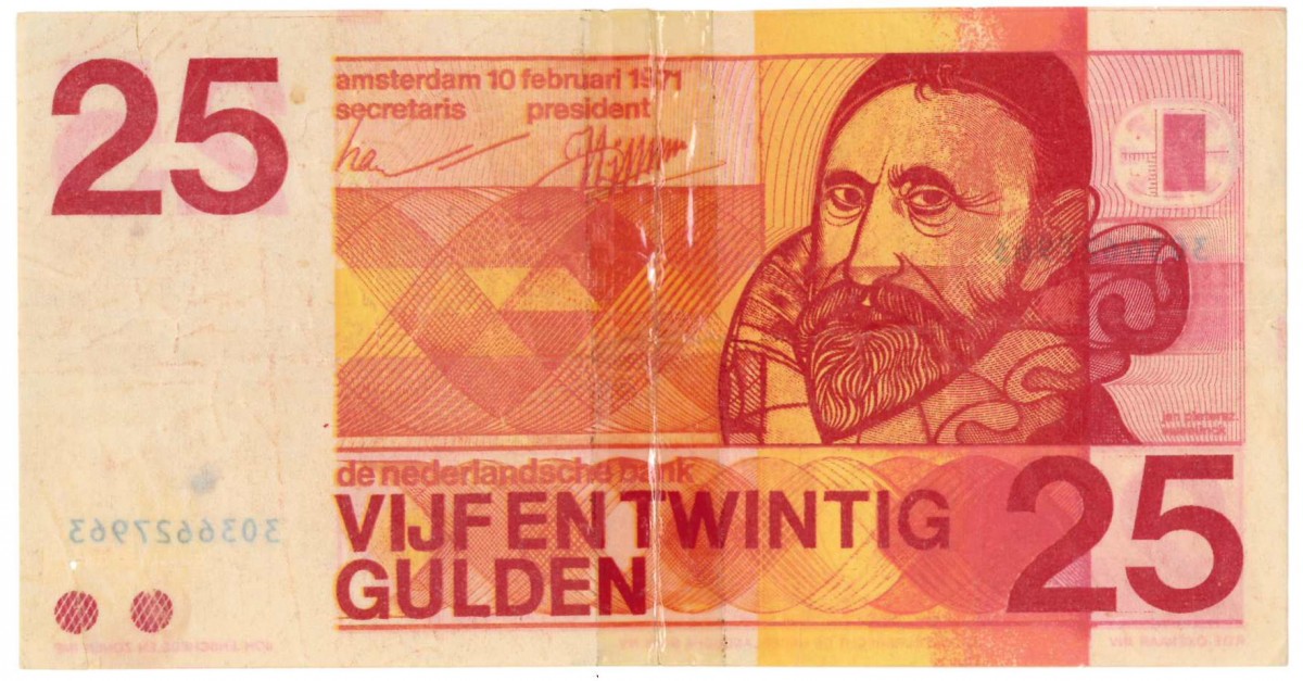 Nederland. 25 gulden. VALS. Sweelinck. Type 1971. - Zeer goed.