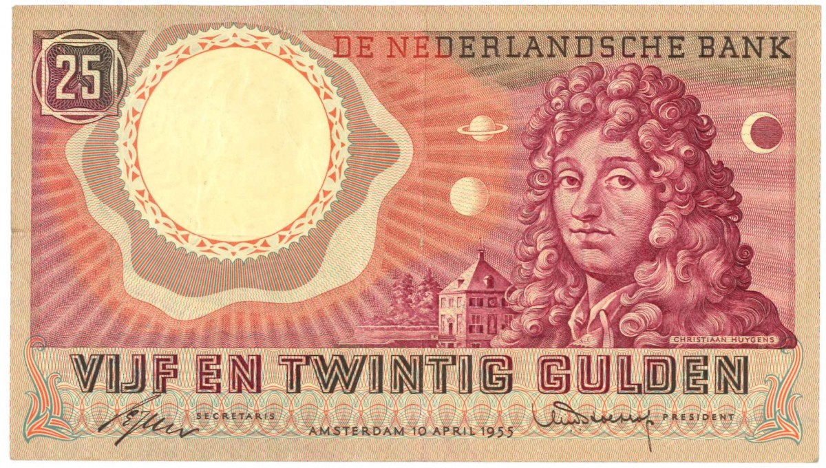 Nederland. 25 gulden. Huygens. Type 1955. - Fraai / Zeer Fraai.