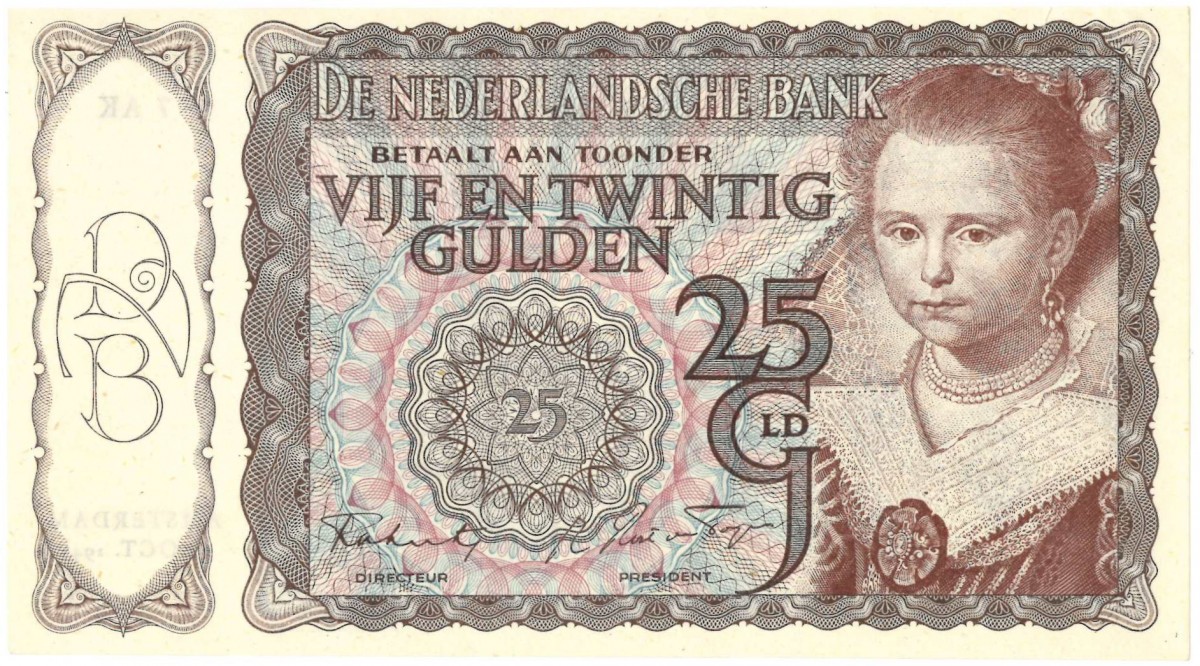 Nederland. 25 gulden. Prinsesje II. Type 1943 I. - Prachtig +.