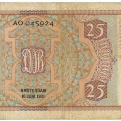 Nederland. 25 gulden. Mees. Type 1931. - Fraai +.