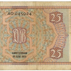 Nederland. 25 gulden. Mees. Type 1931. - Fraai +.