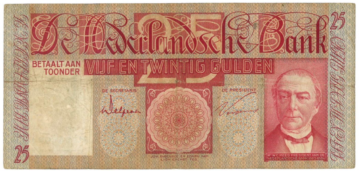 Nederland. 25 gulden. Mees. Type 1931. - Fraai +.