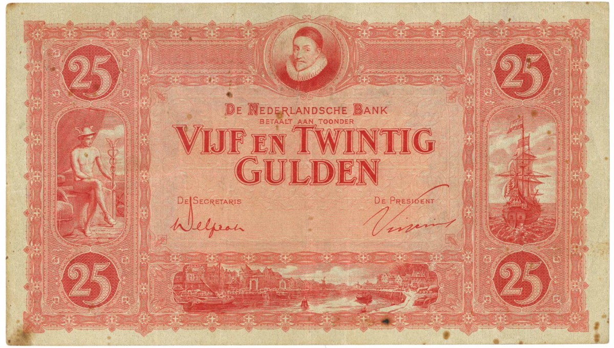 Nederland. 25 gulden. Willem van Oranje. Type 1929. -Fraai / Zeer Fraai.