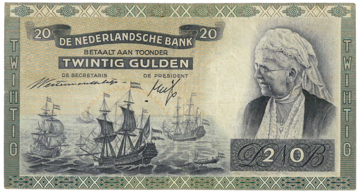 Nederland. 20 gulden. Emma. Type 1939. - Fraai / Zeer Fraai.