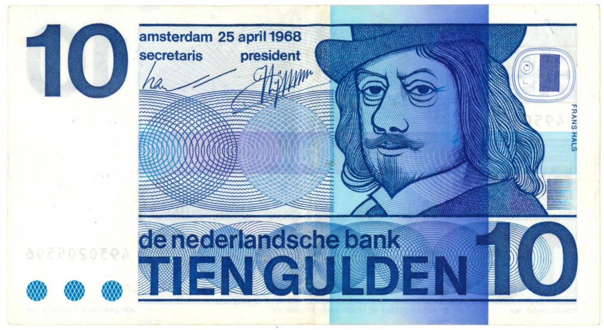 Nederland. 10 gulden. Frans Hals. Type 1968. - Zeer Fraai.