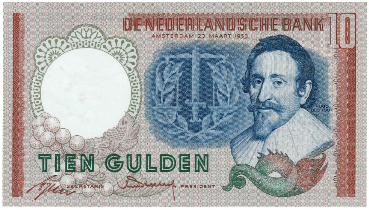 Nederland. 10 gulden. Hugo de Groot. Type 1953 . - UNC.