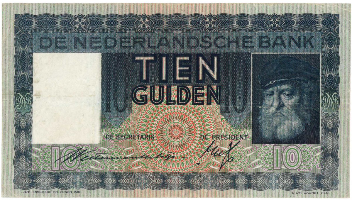 Nederland. 10 gulden. Grijsaard. Type 1933. - Zeer Fraai.