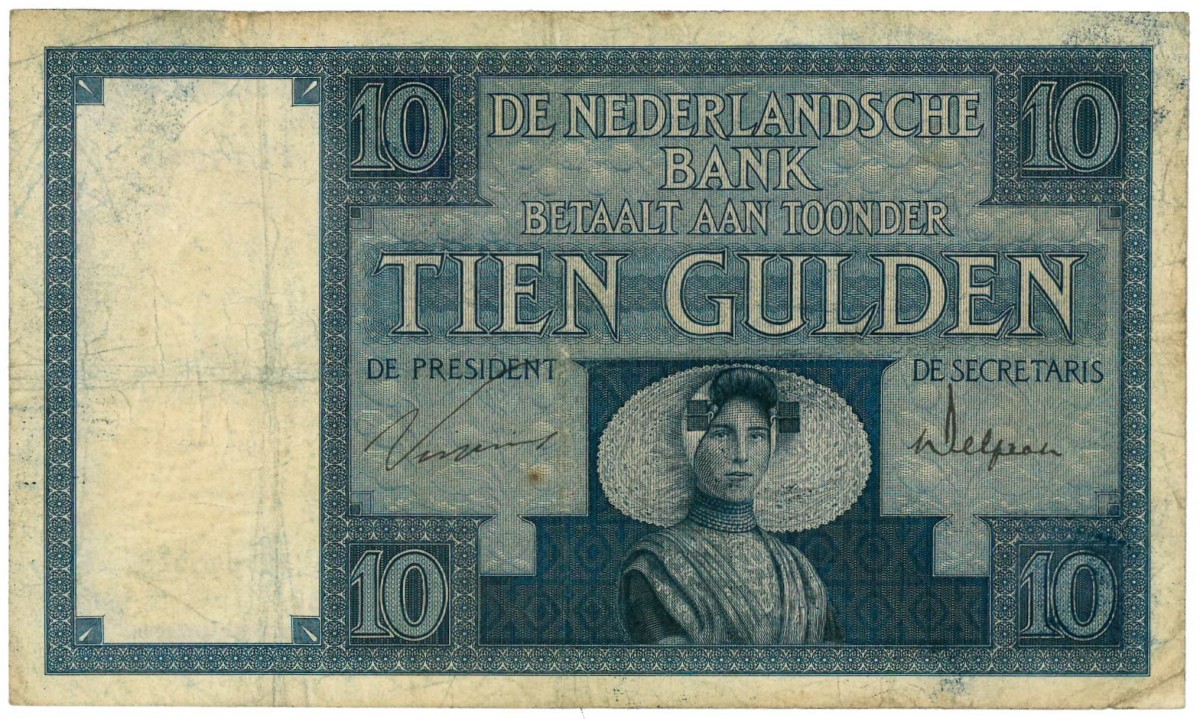Nederland. 10 gulden. Zeeuws Meisje. Type 1924. - Fraai / Zeer Fraai.