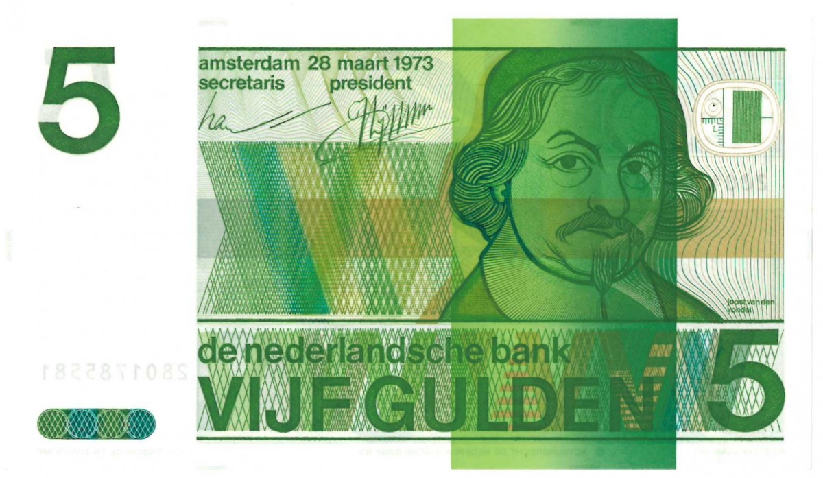 Nederland. 5 gulden. Vondel II. Type 1973. - UNC.