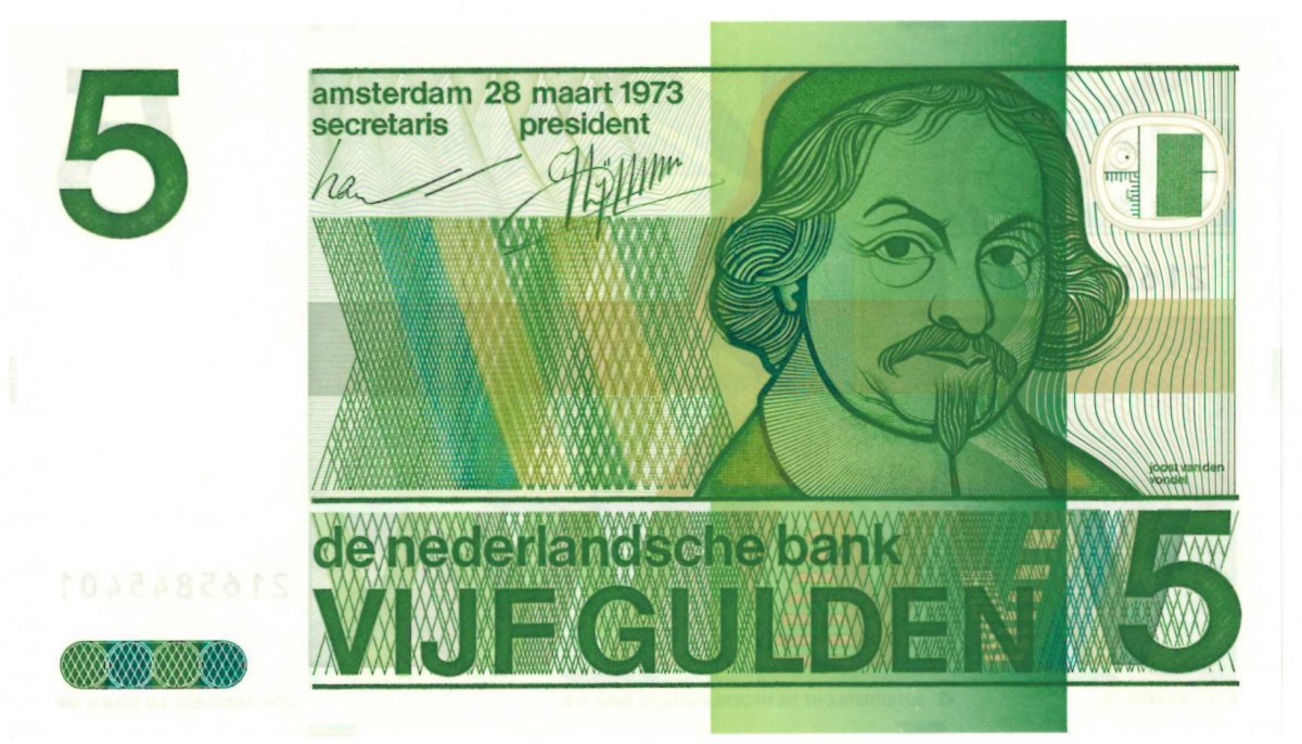 Nederland. 5 gulden. Vondel II. Type 1973. - UNC.