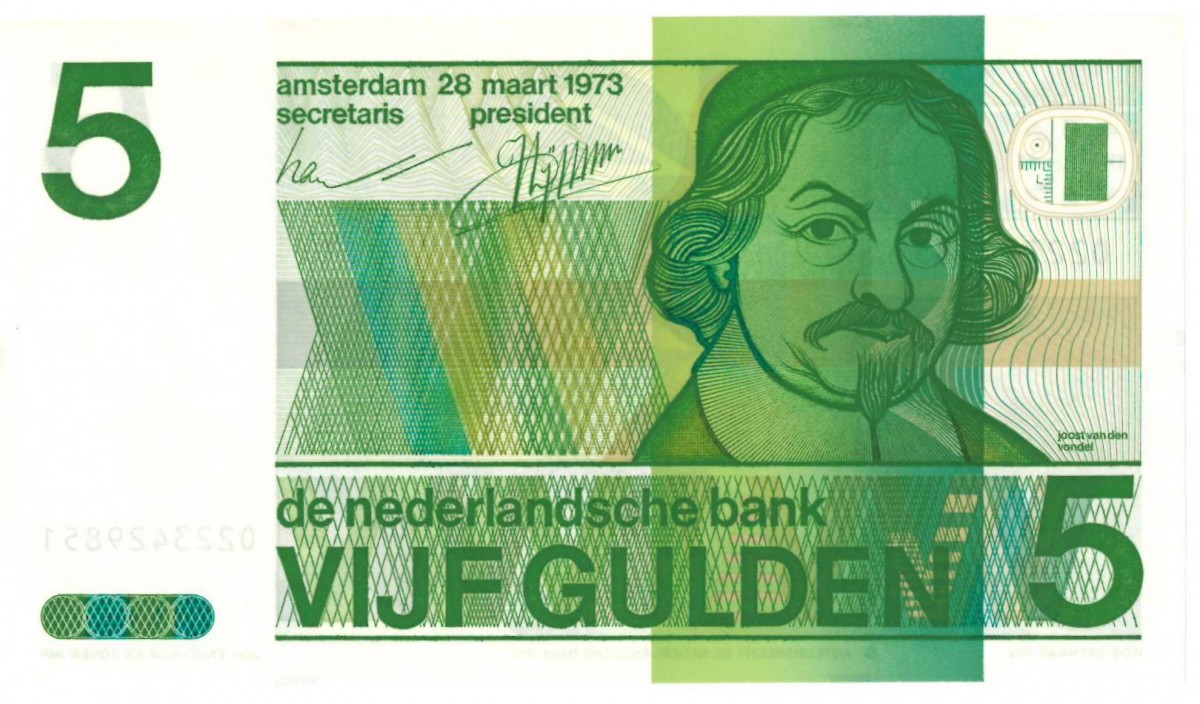 Nederland. 5 gulden. Vondel II. Type 1973. - UNC.