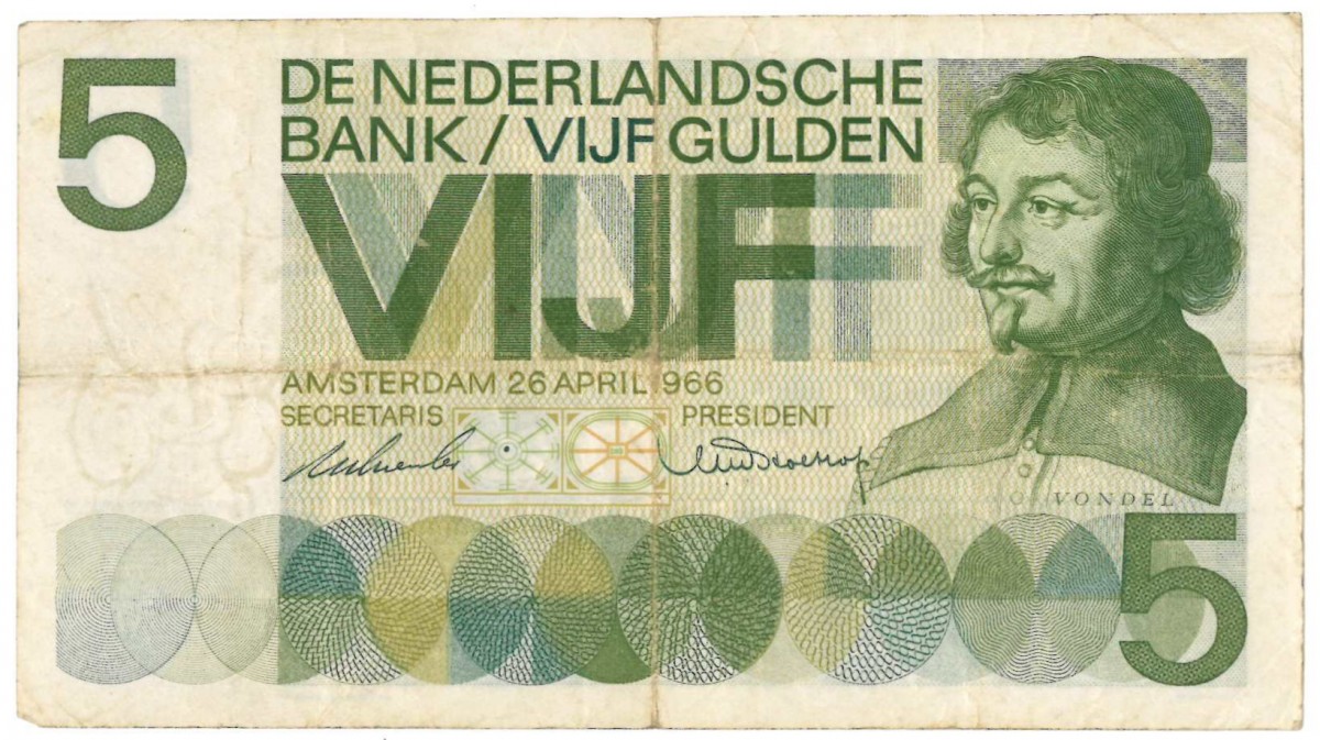 Nederland. 5 gulden. Vondel I. Type 1966. - Fraai.