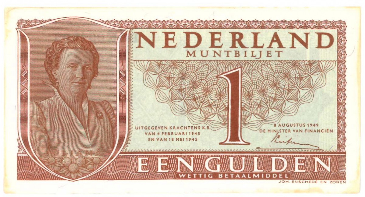 Nederland. 1 gulden. Juliana. Type 1949. - UNC -.