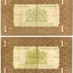 Nederland. 2x 1 gulden. Zilverbon. Type 1938. - Fraai +.