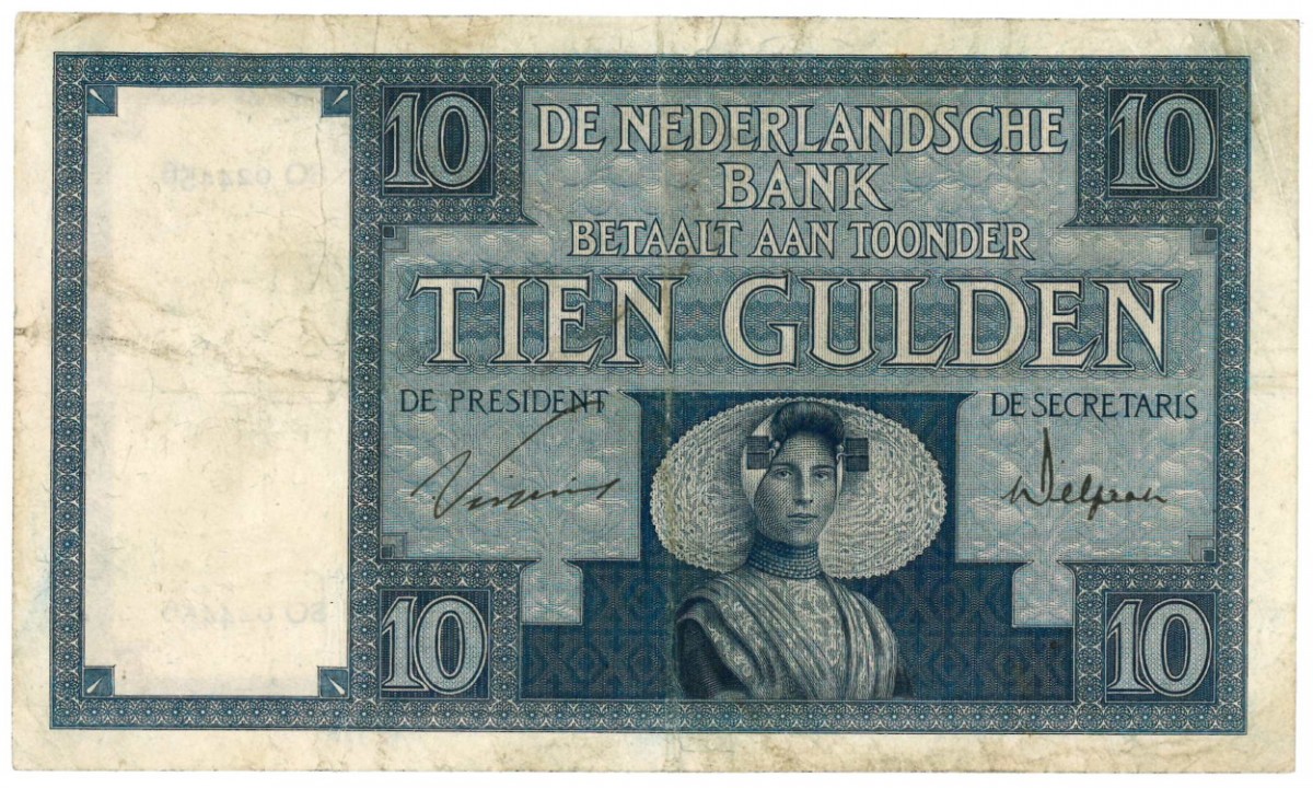 Nederland. 10 gulden. Zeeuws Meisje. Type 1924. -  Zeer Fraai.