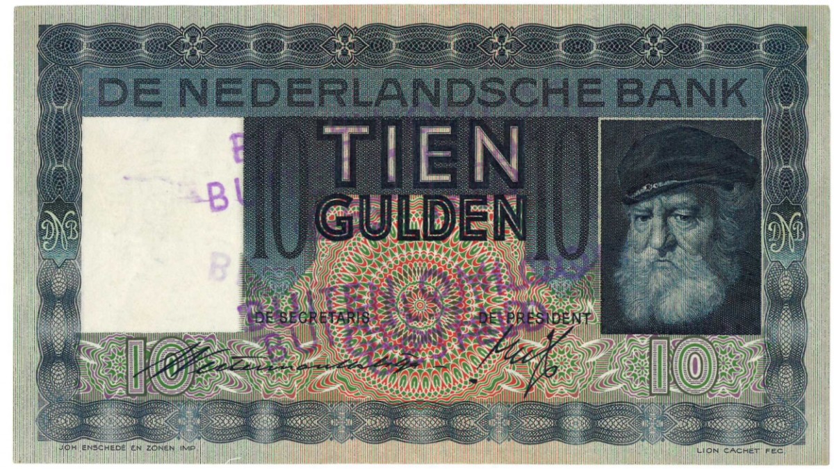 Nederland. 10 gulden. Grijsaard. Type 1933. - Zeer Fraai +