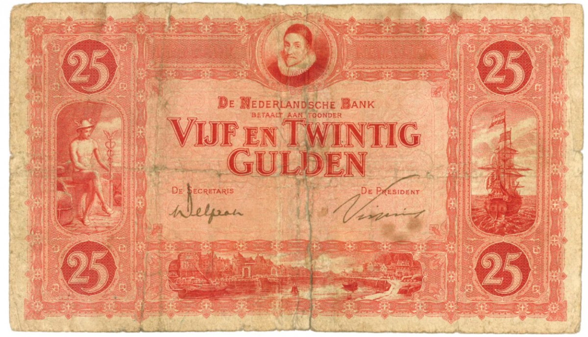 Nederland. 25 gulden. Willem van Oranje. Type 1921. - Zeer Goed.