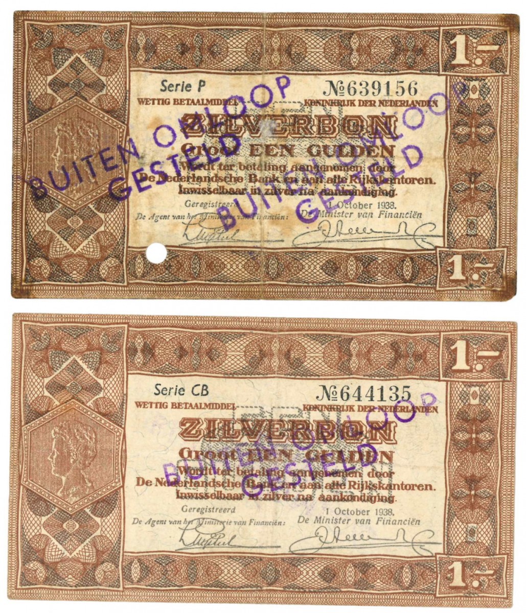 Nederland. 1 gulden. Zilverbon. Type 1938. - Zeer Fraai -.