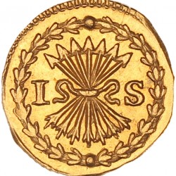 Bezemstuiver afslag in goud. Holland. 1738. Prachtig.