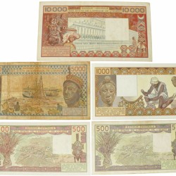 West African States. 2x500/1000/5000/10000 Francs. Banknote. Type 1980-1992. - Very good – Extremely fine.