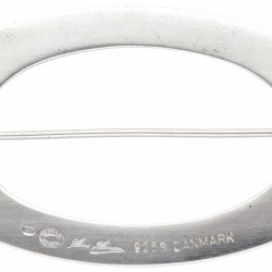 Bent Gabrielsen voor Hans Hansen zilveren modernistische ovale broche - 925/1000.