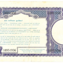 Nederland. 1.000.000 gulden. Waardecheque. 1956. Verz.Mij. 's Gravenhage. - Very Fine.