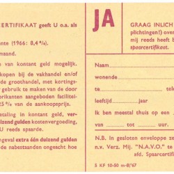 Nederland. 25 gulden. Spaarcertificaat. 1967. Verz. Mij. N.A.V.O. - Prachtig.