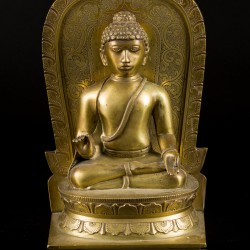 Een bronzen figuur van een Boeddha, Tibet, 20e eeuw.