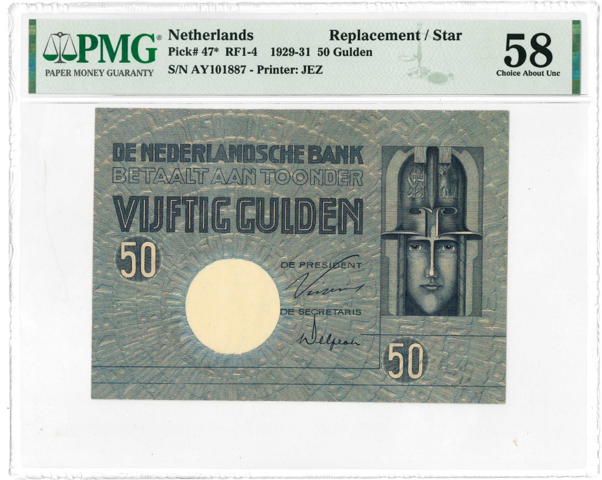 Nederland. 50 gulden. Bankbiljet. Type 1929. Type Minerva. - Nagenoeg UNC.