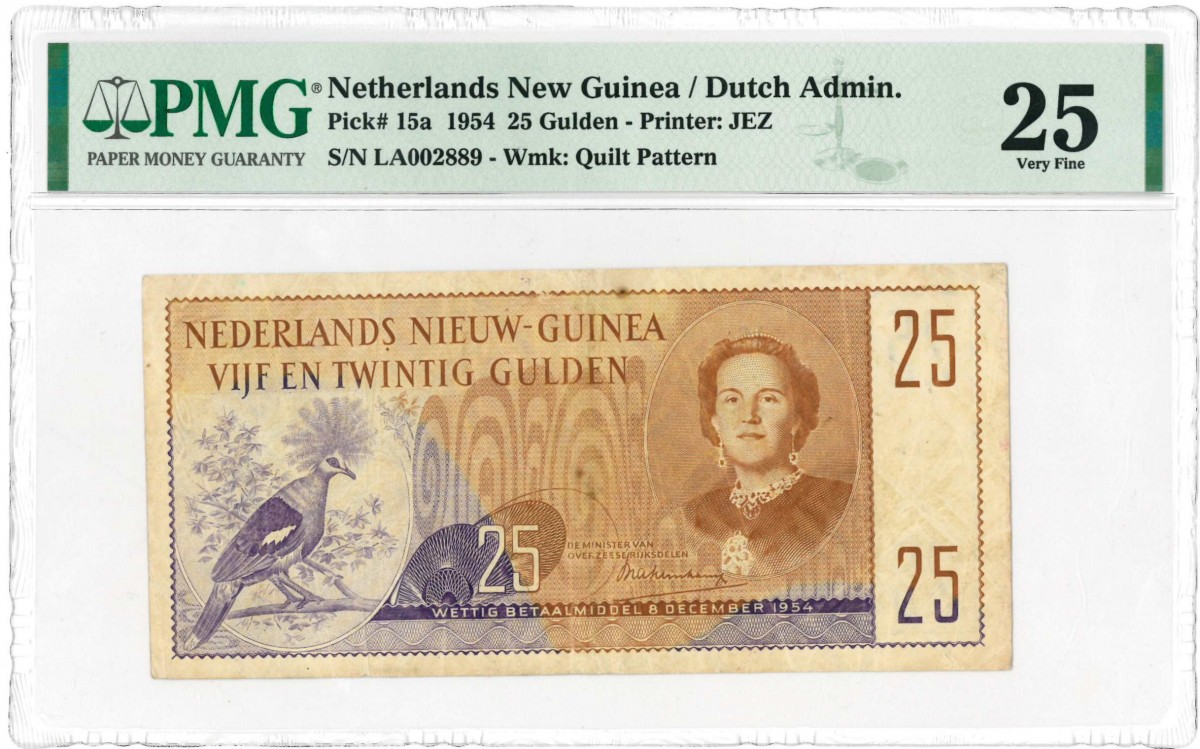 Nieuw-Guinea. 25 gulden. Juliana II. Type 1954. - Zeer Fraai.